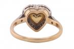 Modernist, heart shape fancy light yellow diamond cluster ring