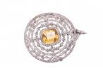 ANTIQUE CITRINE AND DIAMOND CIRCULAR NECKLACE BROOCH