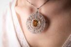 ANTIQUE CITRINE AND DIAMOND CIRCULAR NECKLACE BROOCH