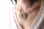 ANTIQUE CITRINE AND DIAMOND CIRCULAR NECKLACE BROOCH