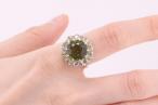 EDWARDIAN PERIDOT AND DIAMOND CLUSTER DRESS RING