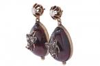 VICTORIAN ALMANDINE GARNET AND DIAMOND DROP EARRINGS, CIRCA 1880.