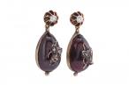 VICTORIAN ALMANDINE GARNET AND DIAMOND DROP EARRINGS, CIRCA 1880.
