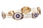 RETRO BLUE ENAMEL, MOTHER OF PEARL AND DIAMOND BRACELET