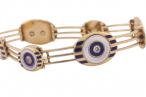 RETRO BLUE ENAMEL, MOTHER OF PEARL AND DIAMOND BRACELET