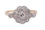 Edwardian Daisy Cluster Ring, with later shank