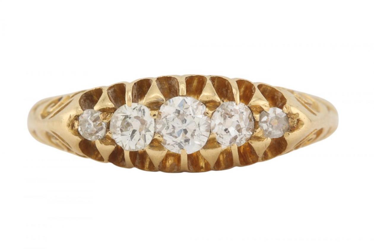 EDWARDIAN DIAMOND FIVE-STONE RING, 1909