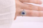 Art Deco sapphire & diamond tiered platinum ring