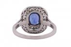 Art Deco sapphire & diamond tiered platinum ring