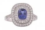 Art Deco sapphire & diamond tiered platinum ring
