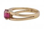 Mid-century 18kt yellow gold cushion cut red spinel ring