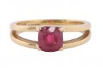 Mid-century 18kt yellow gold cushion cut red spinel ring