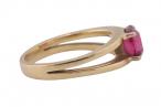 Mid-century 18kt yellow gold cushion cut red spinel ring