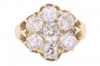 EDWARDIAN OLD EUROPEAN CUT CLUSTER RING, 1909