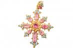 LATE GEORGIAN PINK TOPAZ AND TURQUOISE CROSS, CIRCA 1830