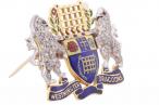 VINTAGE 'WESTMINSTER DRAGOONS' 18K REGIMENTAL BROOCH, 1978