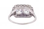 Platinum Art Deco Twin Cushion Cut Diamond Ring