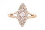 OLD EUROPEAN-CUT DIAMOND MARQUISE CLUSTER, CIRCA 1900