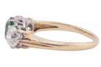 DEMANTOID GARNET AND DIAMOND THREE STONE RING, CIRCA 1960