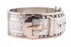 VICTORIAN SILVER AND GOLD BUCKLE BANGLE, CIRCA 1885