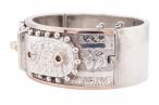 VICTORIAN SILVER AND GOLD BUCKLE BANGLE, CIRCA 1885