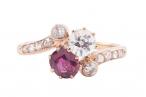 EDWARDIAN RUBY AND DIAMOND TOI ET MOI RING, CIRCA 1905