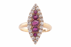 EDWARDIAN RUBY AND DIAMOND CLUSTER RING, 1903