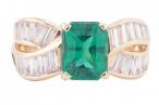 EMERALD AND DIAMOND DRESS RING, CIRCA 1970