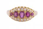 EDWARDIAN RUBY AND DIAMOND 5 STONE RING, CIRCA 1910