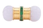EMERALD AND CHALCEDONY COCKTAIL RING