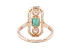 EMERALD AND DIAMOND PLAQUE RING