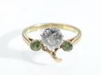 Edwardian diamond and demantoid garnet bloom ring