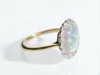 Edwardian Oval Opal & Diamond Floral Cluster Ring