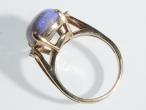 Retro purple opal and diamond three stone ring in gold