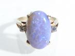 Retro purple opal and diamond three stone ring in gold