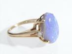 Retro purple opal and diamond three stone ring in gold