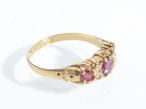 Edwardian ruby and diamond three stone band in gold