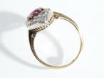 1890s Burmese ruby and diamond marquise cluster ring in gold