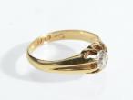 Antique diamond solitaire signet ring in 18kt yellow gold