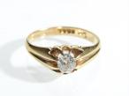Antique diamond solitaire signet ring in 18kt yellow gold