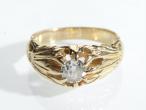 French antique diamond set carved ring in yellow gold