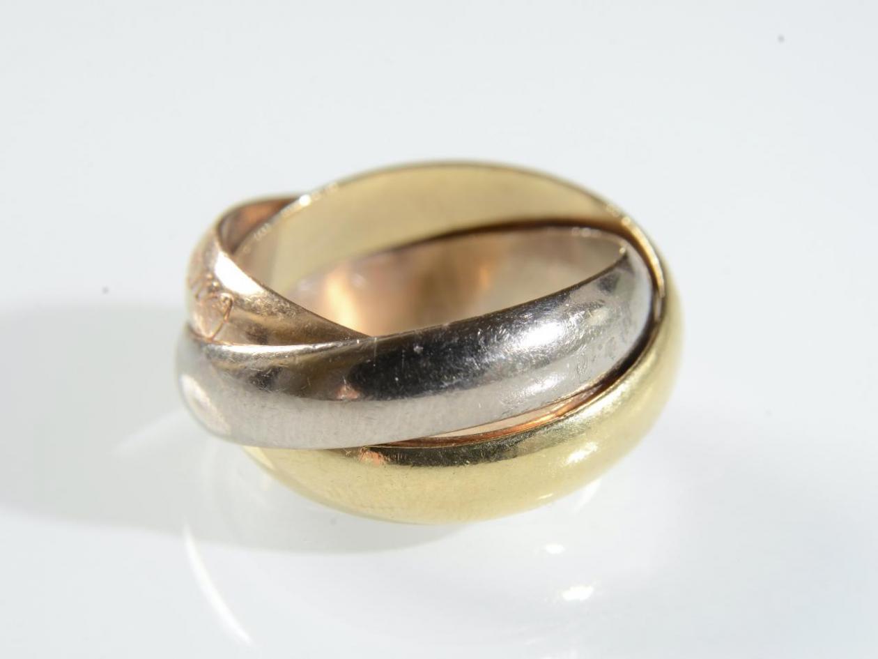 Cartier vintage trinity ring in 18kt white, yellow and rose gold
