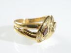 Contemporary cognac diamond double snake ring in yellow gold