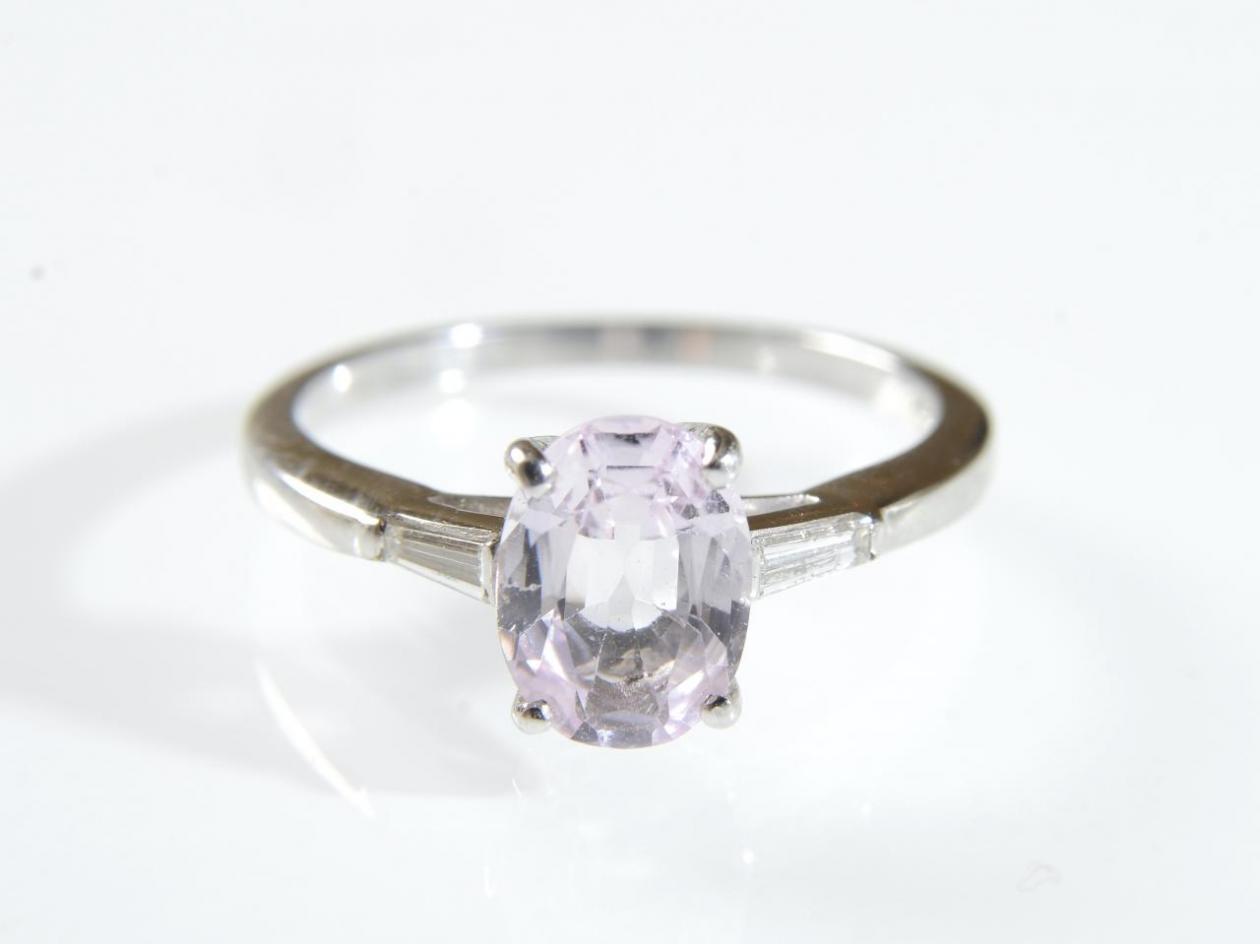 Pink Topaz & Diamond Solitaire in 18kt White Gold