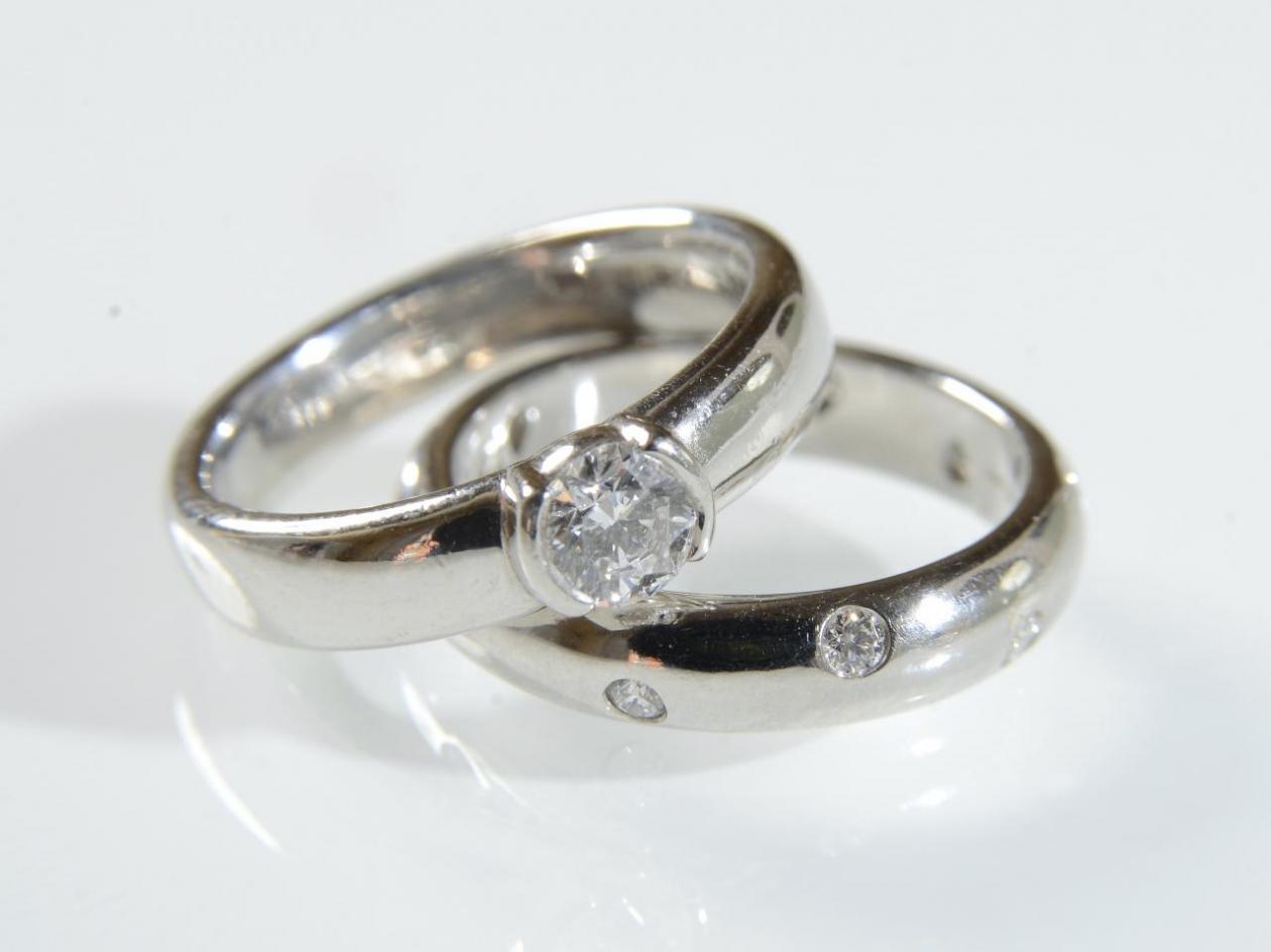 Tiffany & Co. diamond bridal set in platinum
