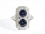 1920s sapphire and diamond two stone plaque ring
