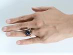 Vintage synthetic sapphire dress ring in 9kt yellow gold