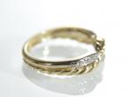 Diamond set 18kt yellow and white gold rope twist ring