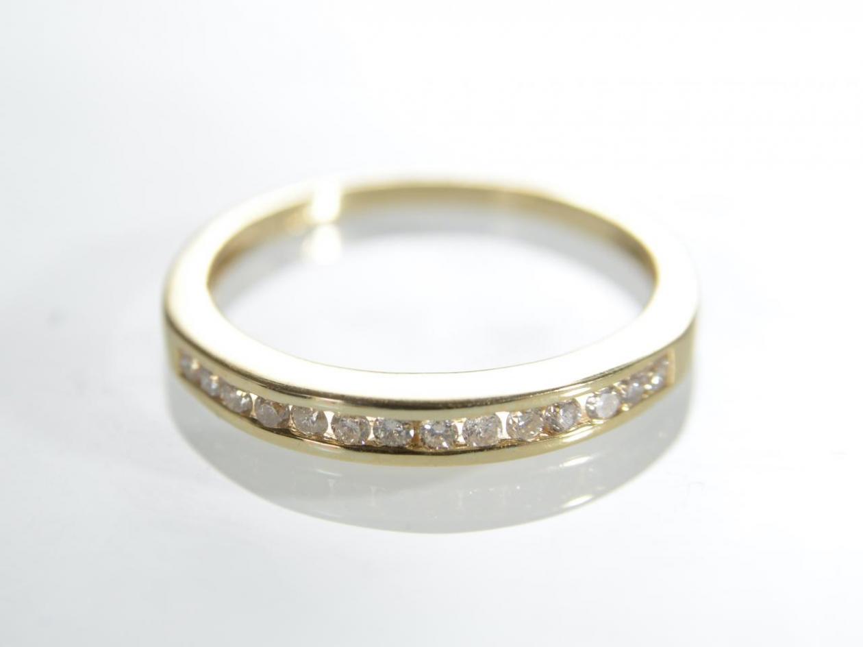 18kt yellow gold diamond channel set half eternity band