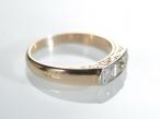 Art Deco diamond three stone band in 18kt yellow gold